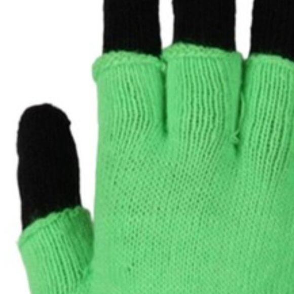 Stasia Neon: Bright Turquoise Double Layered Knit Fingerless +Finger Gloves OSFM - Picture 3 of 8